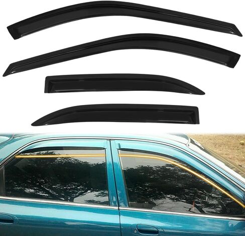 Tape On Window Visor Deflectors Compatible with 1994-1997 Honda Accord 4 Door, Acrylic Slim Style Smoke Tinted Window Rain Guards, Sun Wind Side Vent Visor Set, 4 Pieces in Saudi Arabia