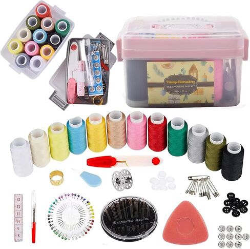مجموعة مجموعة الخياطة الممتازة - لوازم الخياطة المحمولة للمسافرين المبتدئين وإصلاحات ملابس الطوارئ ، وملحقات الحرف اليدوية DIY مع الخيط ، والمقص ، والإبر ، وقياس الشريط وغيرها من الملحقات in Kuwait