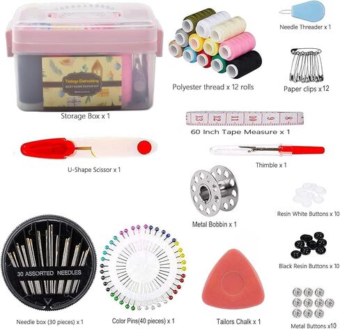 مجموعة مجموعة الخياطة الممتازة - لوازم الخياطة المحمولة للمسافرين المبتدئين وإصلاحات ملابس الطوارئ ، وملحقات الحرف اليدوية DIY مع الخيط ، والمقص ، والإبر ، وقياس الشريط وغيرها من الملحقات in Kuwait