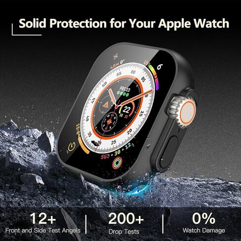 حالة Julk 2 Pack Hard Case مصممة لحامي Apple Watch Ultra 2 (2024) / Ultra 1 49mm ، مع حامي الشاشة الزجاجية الباحث عن 9H [HD Clear] ، [حماية كاملة] in Kuwait