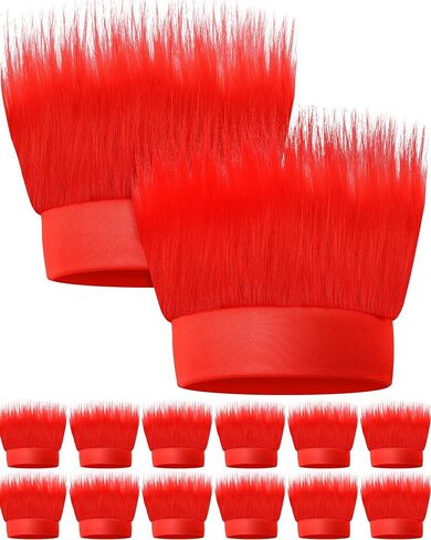 Taiyin 12 PCS Hairy Costume Headband Halloween Fuzzy Costume Crazy Hair Accessory for Sport Spirit Cosplay Party(Red) in Saudi Arabia
