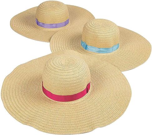 Fun Express Adult Floppy Sun Hats (set of 6 straw hats) Women's Apparel Accessories in Saudi Arabia