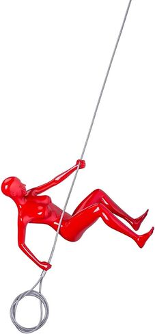 Glossy Red Wall Sculpture Climbing 8" Woman in Saudi Arabia