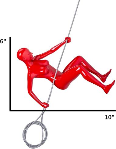 Glossy Red Wall Sculpture Climbing 8" Woman in Saudi Arabia