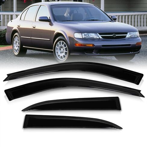 AJP Distributors 4PCS Tape-On Side Window Visor Rain Guard Sun Shade Vent Aerodynamic Wind Deflector Shield Compatible/Replacement For Maxima A32 4-Door Sedan 1995 1996 1997 1998 1999 95 96 97 98 99 in Saudi Arabia