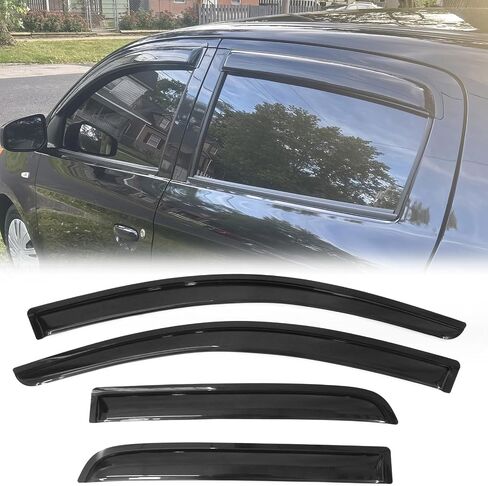 FreeMotor802 Tape-On Window Vissors Sun Rain Hain Nusts for 2014-2024 Mitsubishi Mirage Hatchback | تنحرف الرياح في نافذة الرياح التي تنفّفها بزواج الرياح على طراز Slim Style Smoke Tinted Acrylic 4 PCS in Kuwait