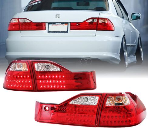 USR DEPO 98-00 Accord Lights-JDM Style Red/Clear LED LED LED LED LED LED LED LED TEW متوافقة مع 1998-2000 Honda Accord 4 DOORS SEDAN in Saudi Arabia