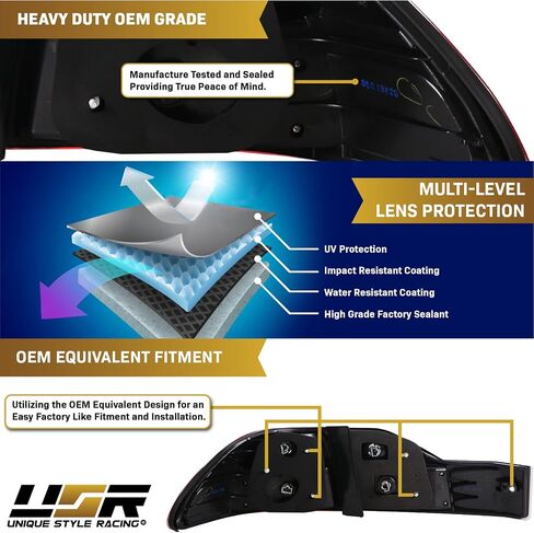 USR DEPO 98-00 Accord Lights-JDM Style Red/Clear LED LED LED LED LED LED LED LED TEW متوافقة مع 1998-2000 Honda Accord 4 DOORS SEDAN in Saudi Arabia