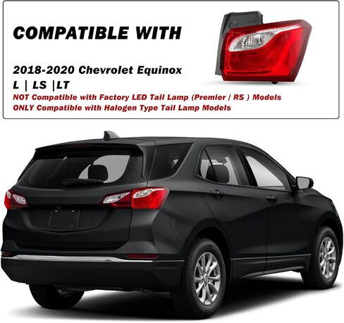 Fit for 2018-2020 Chevy Equinox Tail Light Incandescent Model Assembly Replacement Outer Halogen Rear Taillight OE Direct Brake Tail Lamp RH (Right Passenger Side) in Kuwait