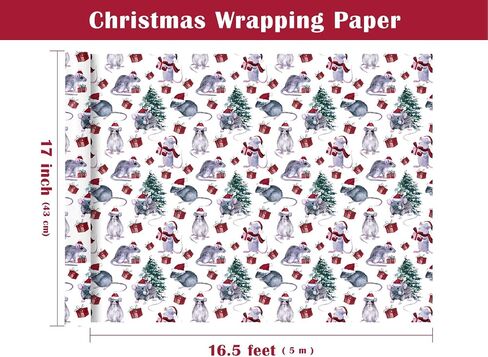 WRAPAHOLIC Kraft Animal Wrapping Paper Roll - Mini Roll - 17 Inch x 16.5 Feet - Vintage Funny Trash Friends Opossum Rat Crow Cat Skunk Mouse Design Perfect for Birthday, Party, Holiday in Kuwait