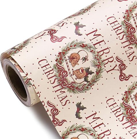 WRAPAHOLIC Kraft Animal Wrapping Paper Roll - Mini Roll - 17 Inch x 16.5 Feet - Vintage Funny Trash Friends Opossum Rat Crow Cat Skunk Mouse Design Perfect for Birthday, Party, Holiday in Kuwait
