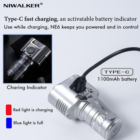 ETmini NE6 Flashlight, Magnetic Tailcap Handheld Flashlights, Type-C Rechargeable,3200LUMEN Lumen EDC LED Pocket Flashlight,Battery Included - CW & NW (Red-NE6) in Saudi Arabia