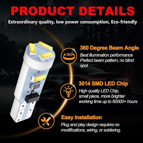 20 Pcs T5 LED Lights for Car Dashboard T5 37 74 LED Bulb with Twist Lock Socket, Super Bright PC74 PC37 Light Replacement for Instrument Cluster Dashboard Panel Gauge Indicator (White) in Saudi Arabia