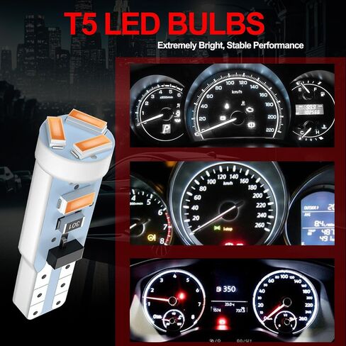 20 Pcs T5 LED Lights for Car Dashboard T5 37 74 LED Bulb with Twist Lock Socket, Super Bright PC74 PC37 Light Replacement for Instrument Cluster Dashboard Panel Gauge Indicator (White) in Saudi Arabia