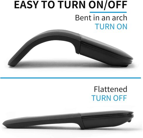 Wireless Arc Touch Mouse, Foldable Computer Mice with USB Receiver Slim, Optical Folding Mice for Microsoft Laptop Computer PC -Black in Saudi Arabia