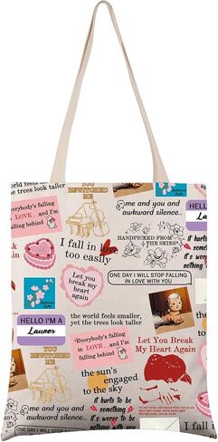 VAMSII Singer Lover Tote Bag Album Fans Gift Song Lyrics Inspired Shopping Bag Singer Merchandise in Saudi Arabia
