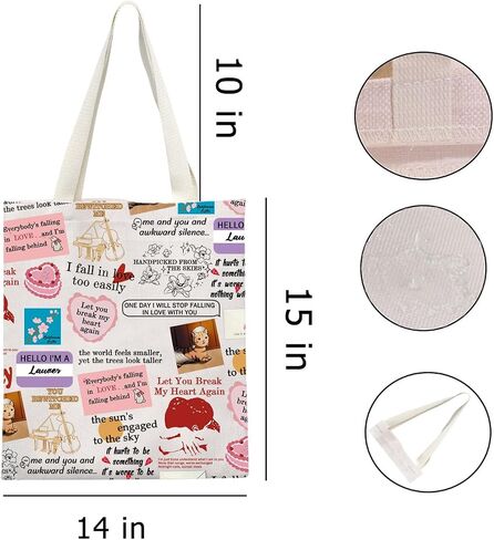 VAMSII Singer Lover Tote Bag Album Fans Gift Song Lyrics Inspired Shopping Bag Singer Merchandise in Saudi Arabia