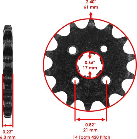 Caltric Front Rear Drive Chain Sprockets Compatible with Honda CRF110F 2013-2021 23801-KWW-740 41201-KYK-910 in Saudi Arabia