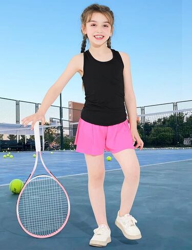 Girls Tank Tops Racerback Crewneck Sleeveless Athletic Quick Dry Shirts Workout Yoga 5-14 Years in Kuwait