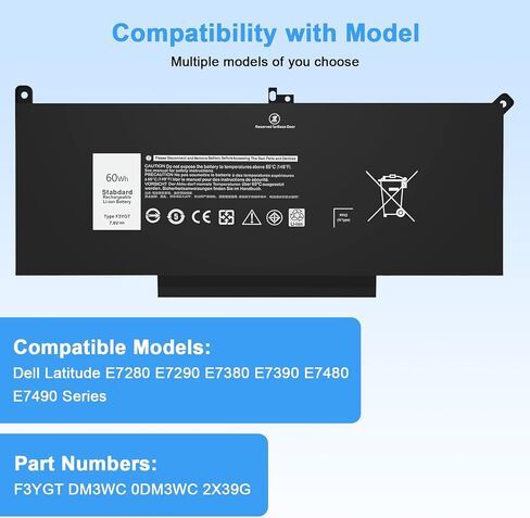 68WH 3HWPP استبدال بطارية الكمبيوتر المحمول ل Dell Latitude 5401 5410 5411 5501 5510 5511 Precision 3541 3551 Inspiron 7706 2-IN-1 17 7500/7506 2-in-1 Black 10x1J n2nll 1Vy7f 451-BCMN 15.2V in Saudi Arabia