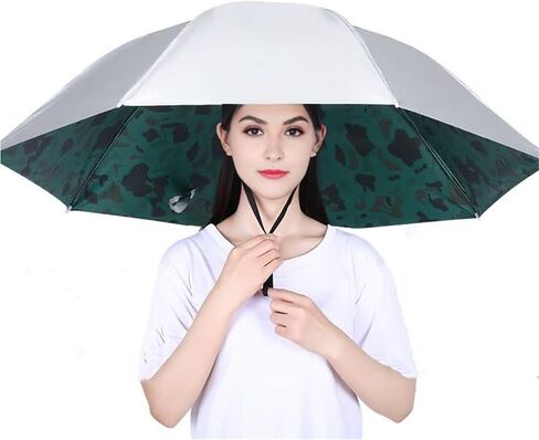 Umbrella Hat for Adult, 36.2" Diameter Fishing Umbrella Hat Folding Adjustable Sun Rain Cap, Oversize Waterproof UV Protection Fishing Headwear for Outdoor Party Beach Hiking (B) in Kuwait