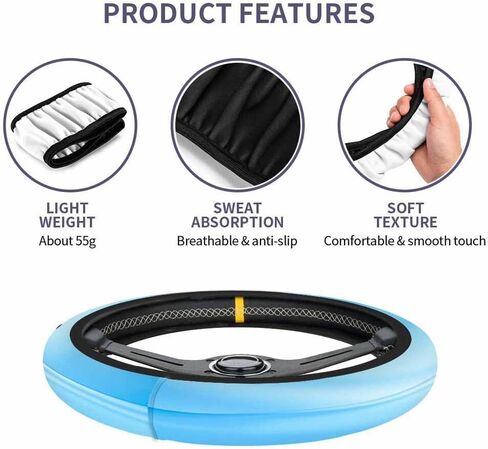 Light Blue Sky Car Steering Wheel Cover White and Blue Steering Wheel Cover Car Decor Suitable for Most Vehicles Including Trucks and SUV in Kuwait