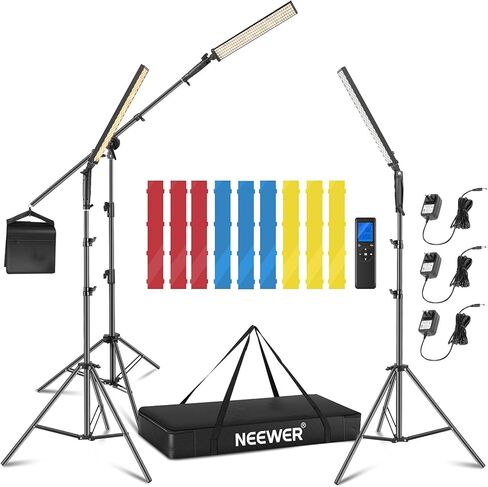Neewer 3-Pack 60 LED Video Lighting Kit with Adjustable Brightness, 2.24 Meters Light Stand in Saudi Arabia
