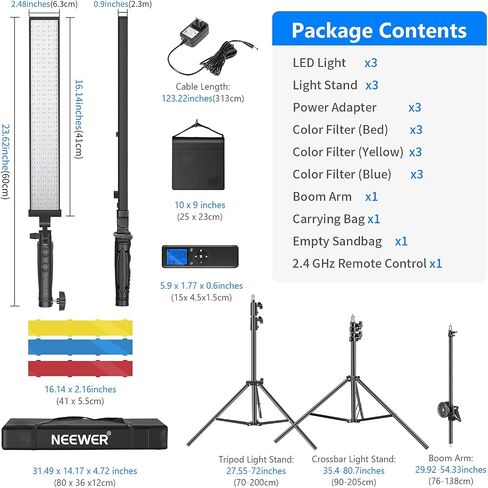 Neewer 3-Pack 60 LED Video Lighting Kit with Adjustable Brightness, 2.24 Meters Light Stand in Saudi Arabia