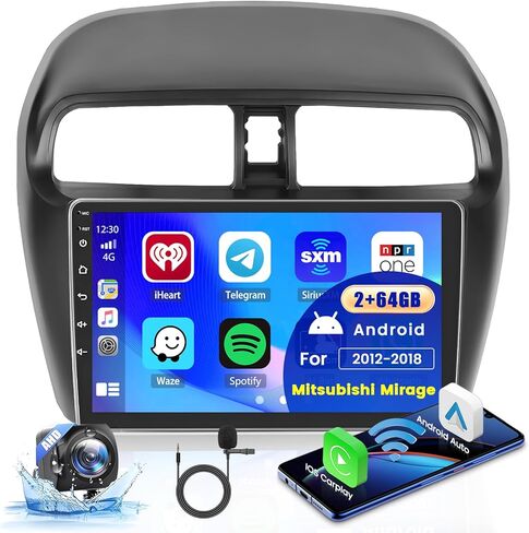 Fuluku 【2+64GB】 لـ Mitsubishi Mirage 2012-2022 Car Stereo مع Carplay Android Auto ، 9 "شاشة تعمل باللمس. in Saudi Arabia