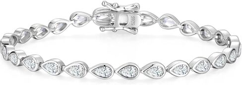 Fancime 925 Sterling Silver Tennis Bracelet Pear Cut Zirconia Classic CZ 5 * 3MM Gemstone Distory Diamond Bracelet Fine Jewelry Gifts for Women Mom Mom Her لها 7 " in Kuwait