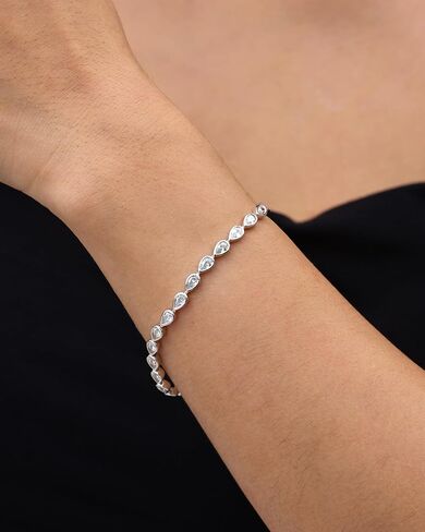 Fancime 925 Sterling Silver Tennis Bracelet Pear Cut Zirconia Classic CZ 5 * 3MM Gemstone Distory Diamond Bracelet Fine Jewelry Gifts for Women Mom Mom Her لها 7 " in Kuwait