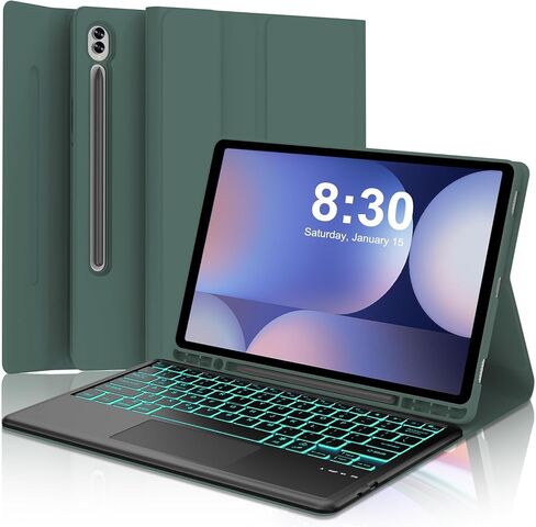 Keyboard Case for Samsung Galaxy Tab S10 Plus/S9FE Plus 5G 12.4", Rechargeable, Detachable Bluetooth Keyboard, Folio Smart Cover with S Pen Holder Support Wireless Charging for Galaxy Tab S10+/S9FE+ in Saudi Arabia