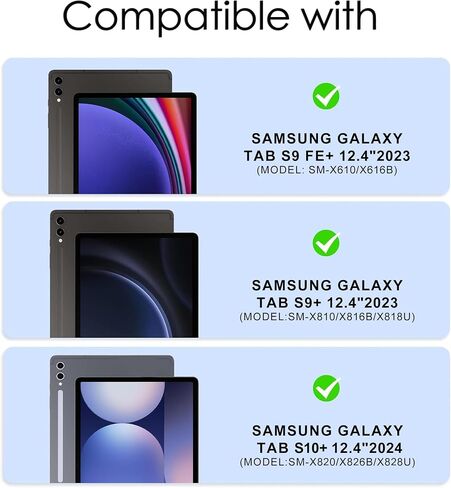 Keyboard Case for Samsung Galaxy Tab S10 Plus/S9FE Plus 5G 12.4", Rechargeable, Detachable Bluetooth Keyboard, Folio Smart Cover with S Pen Holder Support Wireless Charging for Galaxy Tab S10+/S9FE+ in Saudi Arabia