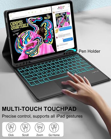 Keyboard Case for Samsung Galaxy Tab S10 Plus/S9FE Plus 5G 12.4", Rechargeable, Detachable Bluetooth Keyboard, Folio Smart Cover with S Pen Holder Support Wireless Charging for Galaxy Tab S10+/S9FE+ in Saudi Arabia
