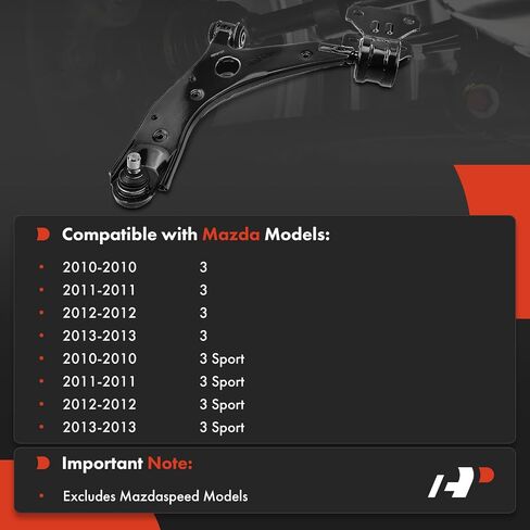 A-Premium الأمامي اليسرى ذراع التحكم السفلى ، مع مفصل الكرة والجلبة ، متوافق مع Mazda 3 2010-2013 ، 3 Sport 2010-2013 in Saudi Arabia