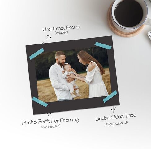 Golden State Art, Pack of 25 8x10 Black Uncut Mat Boards, Great for Photos, Pictures, Frames, Acid-Free, White-Core in Kuwait