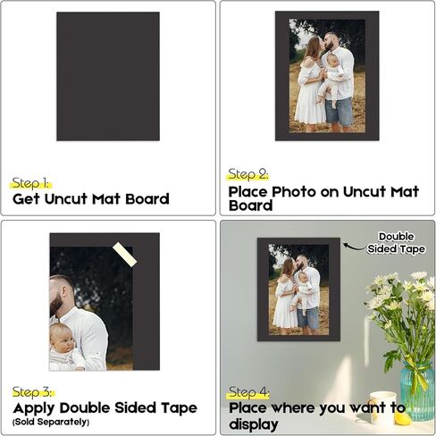 Golden State Art, Pack of 25 8x10 Black Uncut Mat Boards, Great for Photos, Pictures, Frames, Acid-Free, White-Core in Kuwait