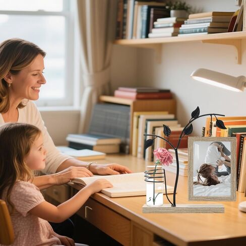 AKAZA 4x6 Picture Frames Family Desk Office Rustic Photo Frame, Water Plants Flowers Floating Double Glass Vase Tabletop Standing Home Decor, Wedding Grandma Mother Mom Gift (Light Brown) in Kuwait