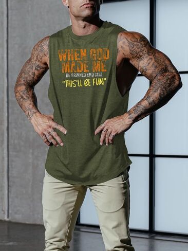 الرجال المضحكين GRPAHIC TANK TOPS تجريب كمال الأجسام الصال in Kuwait
