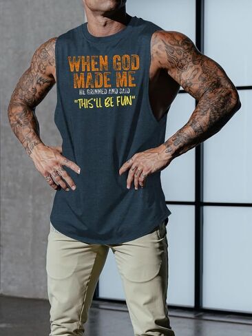الرجال المضحكين GRPAHIC TANK TOPS تجريب كمال الأجسام الصال in Kuwait