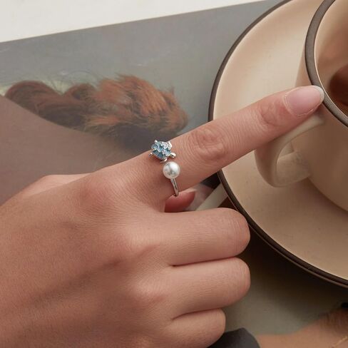 Shysnow Ocean Sea Animal Ring for Women Sterling Silver 925 Turtle Starfish Mermaid Conch Seashell Fish Pearl Ring with Blue Cubic Zirconias Summer Beach Jewelry in Kuwait