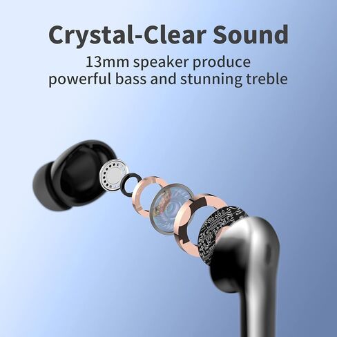 TAGRY Bluetooth Headphones True Wireless Earbuds 60H Playback LED Power Display Earphones with Wireless Charging Case IPX5 Waterproof in-Ear Ear buds with Mic for TV Smart Phone Laptop Computer Sports in Kuwait