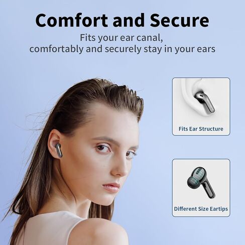 TAGRY Bluetooth Headphones True Wireless Earbuds 60H Playback LED Power Display Earphones with Wireless Charging Case IPX5 Waterproof in-Ear Ear buds with Mic for TV Smart Phone Laptop Computer Sports in Kuwait