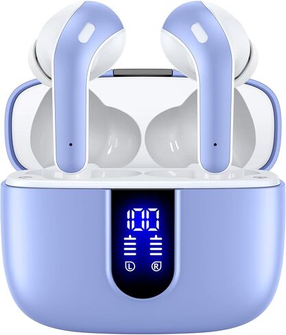 TAGRY Bluetooth Headphones True Wireless Earbuds 60H Playback LED Power Display Earphones with Wireless Charging Case IPX5 Waterproof in-Ear Ear buds with Mic for TV Smart Phone Laptop Computer Sports in Kuwait