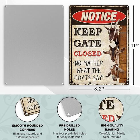 Funny Goats Metal Sign - Live Like Someone Left The Gate Open, Perfect Wall Decor and Gift for Goat Lovers, Farmer Rust Free 9" X 11", Pre-Drilled Holes, Weather Resistant in Kuwait