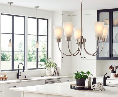 ثريا Kichler Erma 3-Light مع الزجاج المحفور الساتان ، ومثبتة إضاءة السقف التقليدية المحدثة لغرفة المعيشة ، أو غرفة الطعام ، أو غرفة النوم ، أو البهو باللون الأسود ، (18 × 18.5 ") in Kuwait