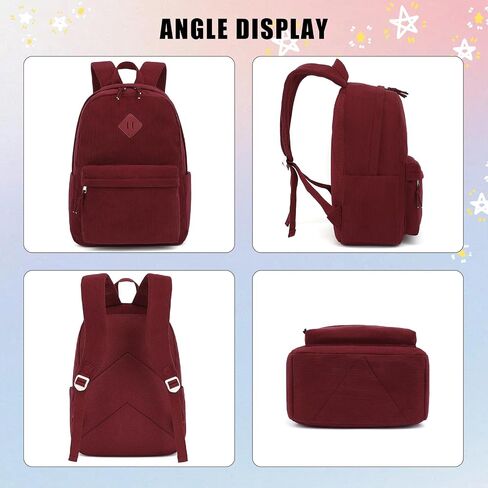 Corduroy School Backpack for Girls, Kids Teens School Bags Bookbags Set with Lunch Box Pencil Case (Black) in Kuwait