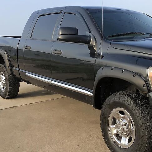 Window Visor متوافق مع 2006-2009 Dodge Ram Mega Cab ، نمط نحيف الصف الدرجة أكريليك غير مصبوغ Black Sun Rain Shade Guard Deflector Air Deflect in Saudi Arabia