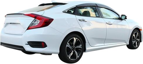 IKON MOTORSPORTS Tape On External Window Visor, Compatible With 2016-2021 Honda Civic Sedan 4-Door 10th Generation FC, Transparent Smoke Tinted Mugen Style Air Deflector Sun Shade Rain Guard Wind Vent in Saudi Arabia