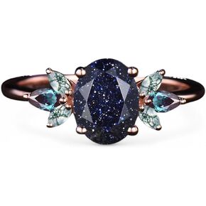Unique Galaxy Healing Oval Cut Blue Sandstone Engagement Ring Moss Agate Wedding Ring Vintage 14k Rose Gold June Birthstone Alexandrite Ring BY ZENITHCRAFTSS in Kuwait